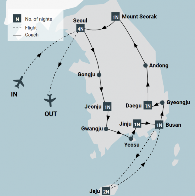 Korea-Sparkling-Tour-itinerary-map